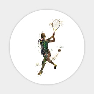 Tennis Girl Player Backhand Shot Watercolor Magnet